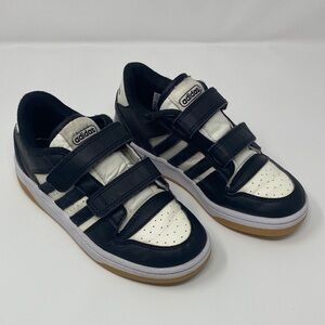 Adidas Kids Break Start JBlack and White Velcro Sneakers Size 1